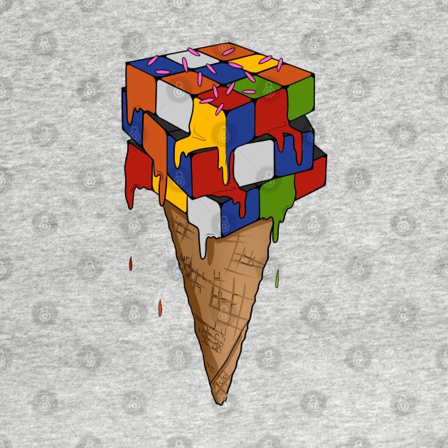 Melting Ice Cream Cone - Melting Rubik's Cube Inspired Design for people who know How to Solve a Rubik's Cube by Cool Cube Merch